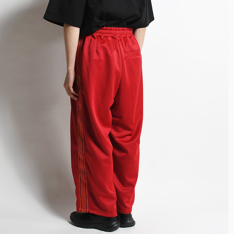 ZIP WIDE TRACK PANTS -RED-