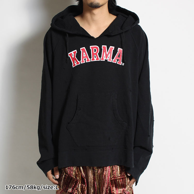 DAMAGE SWEAT PARKA -BLACK-