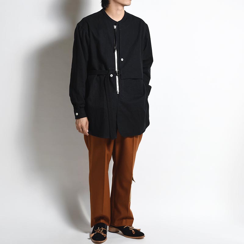 ZIP STAND COLLAR SH -BLACK- | IN ONLINE STORE