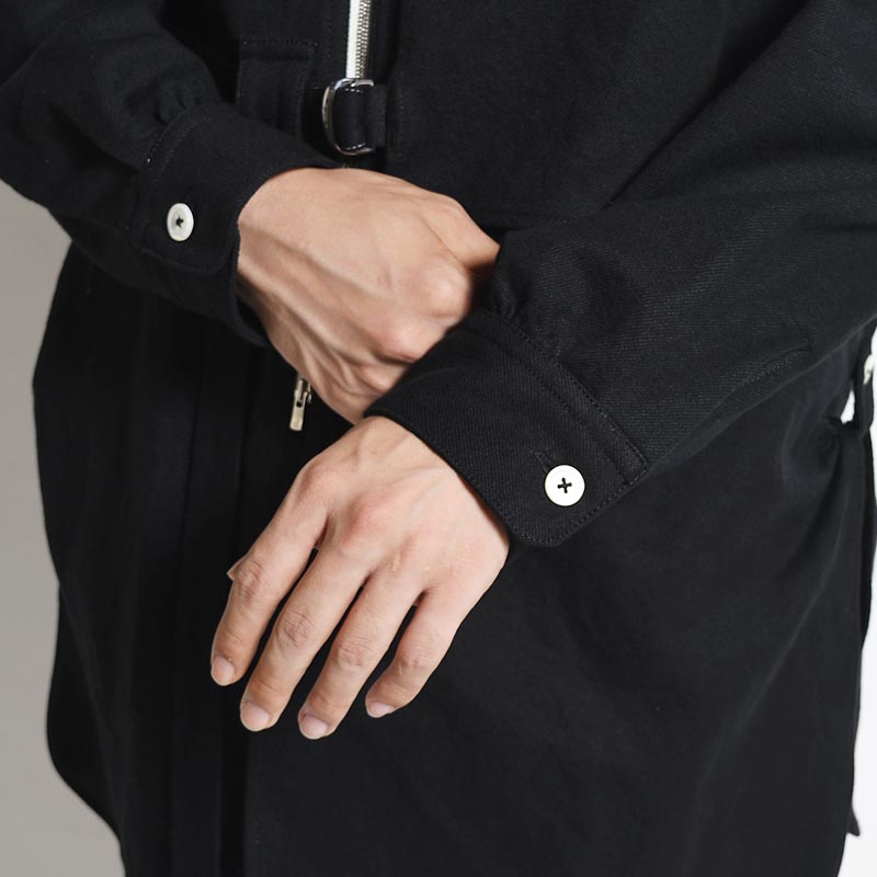 ZIP STAND COLLAR SH -BLACK- | IN ONLINE STORE