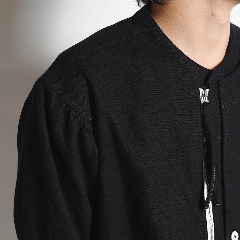 ZIP STAND COLLAR SH -BLACK- | IN ONLINE STORE