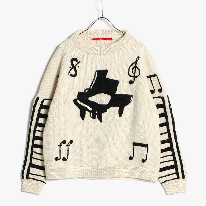 PIANO KNIT SWEATER -WHITE- | IN ONLINE STORE