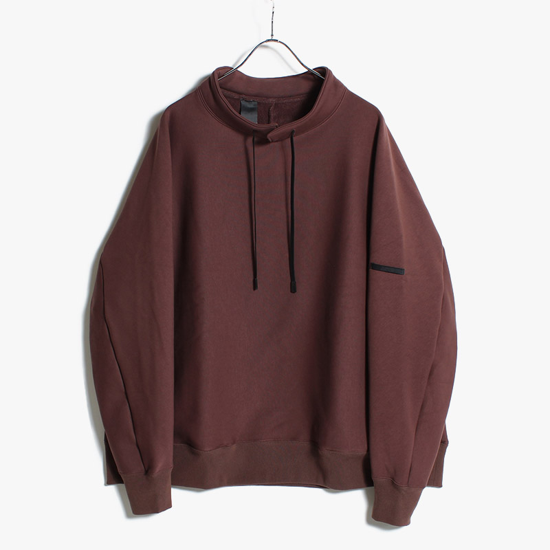 STANDNECK LONG SLEEVE T-SHIRT -BROWN- | IN ONLINE STORE