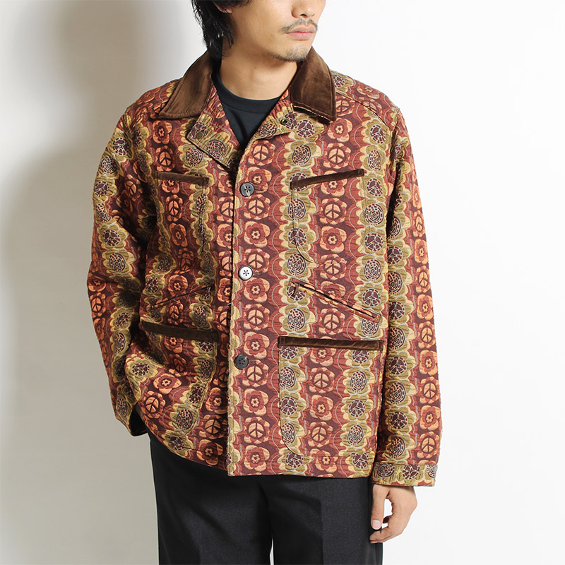 COVERALL "FLOWER&PEACE" -FLOWER&PEACE BROWN-