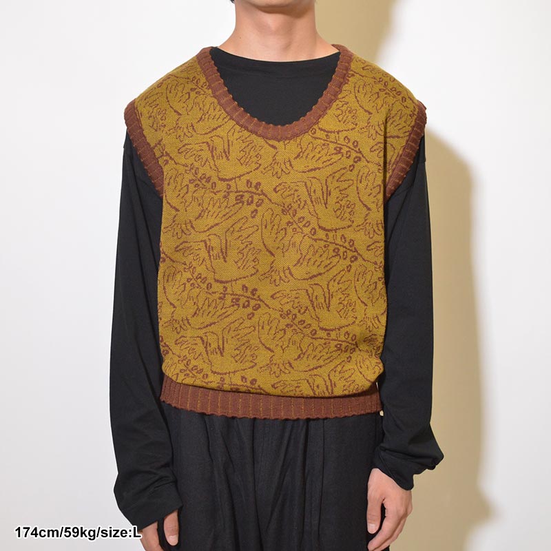 KNIT VEST "OLIVE BRANCH" -ASHOLIVE-