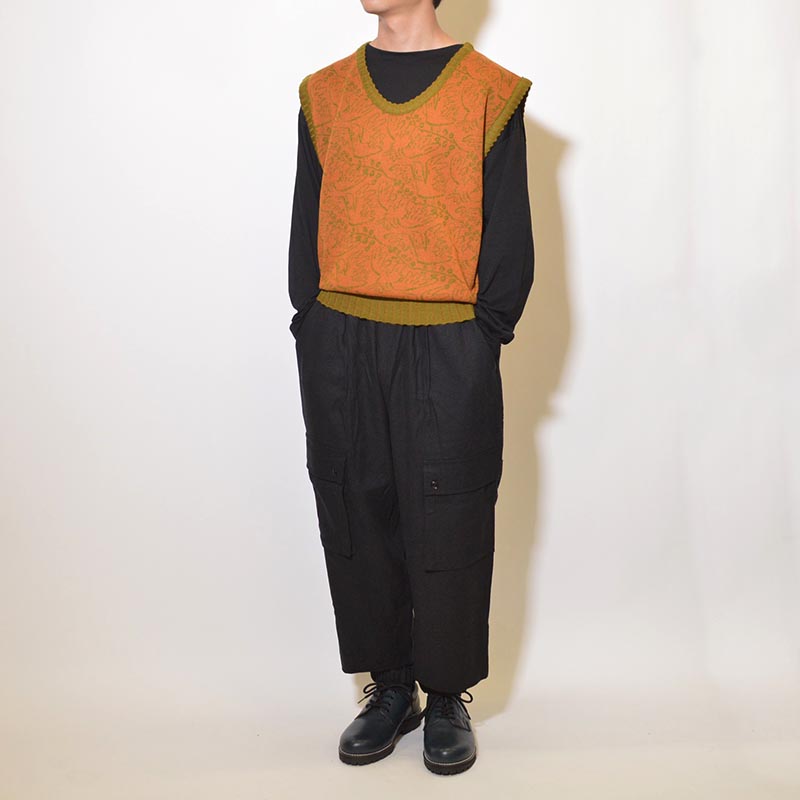 KNIT VEST "OLIVE BRANCH" -ORANGE-