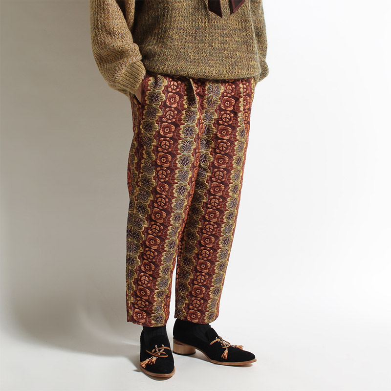 TAPERED EASY PANTS "FLOWER&PEACE" -FLOWER&PEACE BROWN-