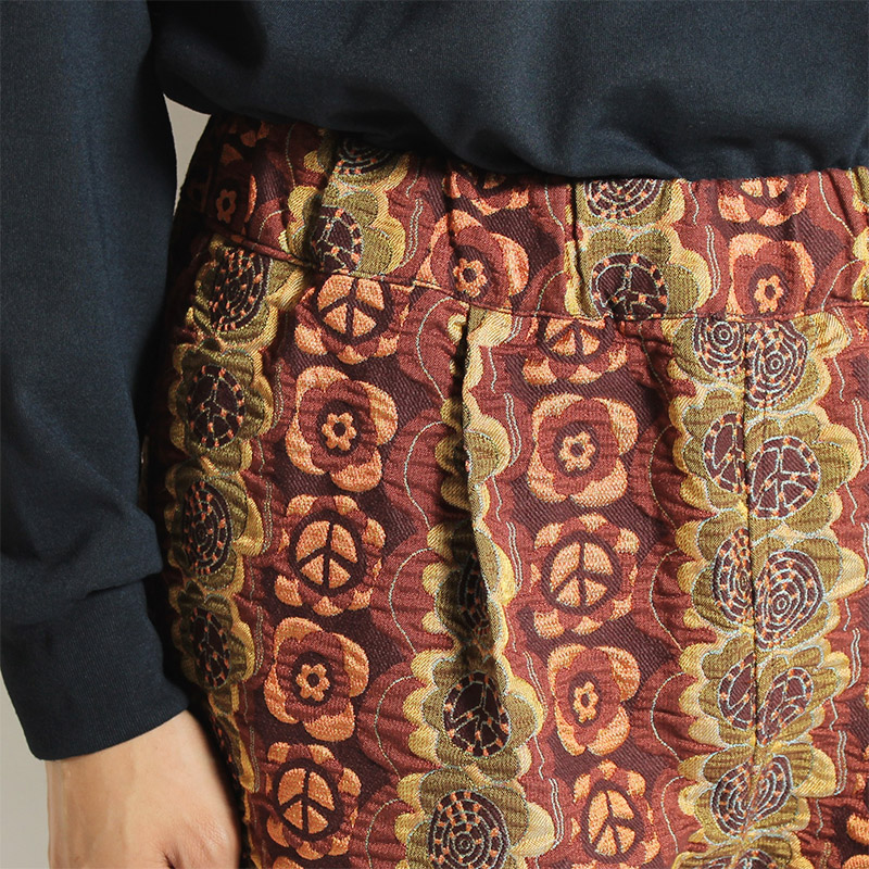 TAPERED EASY PANTS "FLOWER&PEACE" -FLOWER&PEACE BROWN-