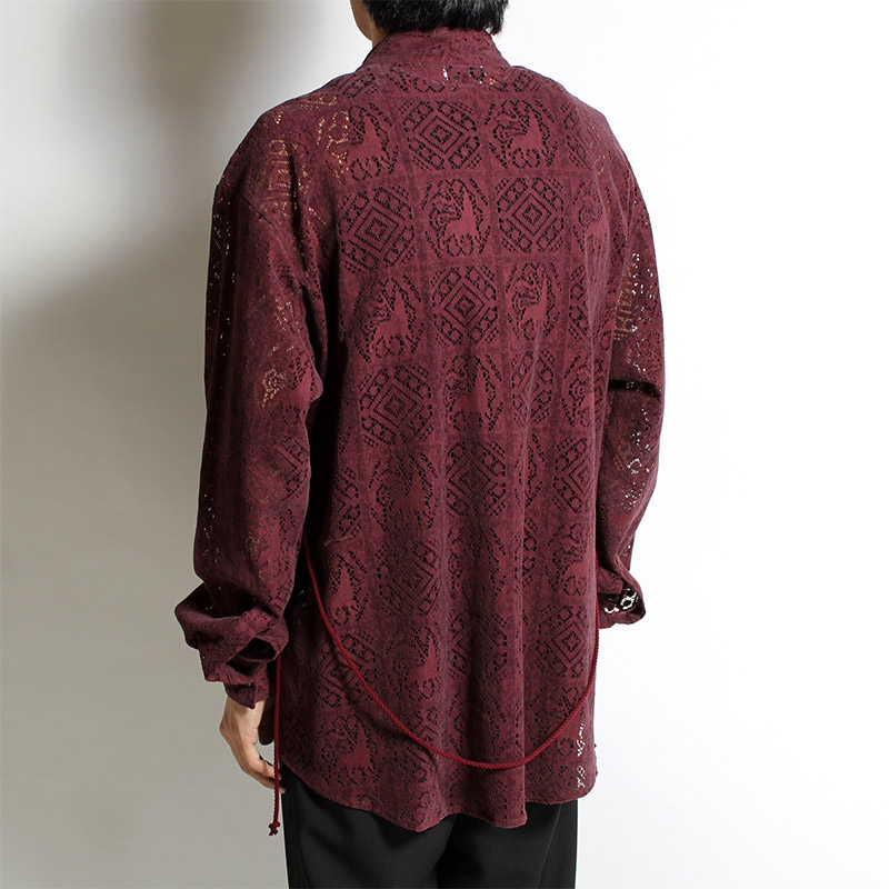 VELVET LACE WA-NECK SHIRT -DARKPURPLE-