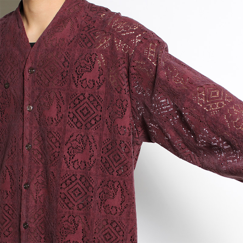 VELVET LACE WA-NECK SHIRT -DARKPURPLE-