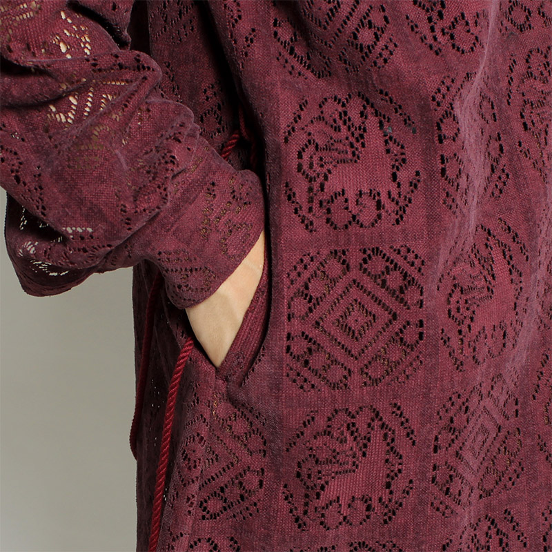 VELVET LACE WA-NECK SHIRT -DARKPURPLE-