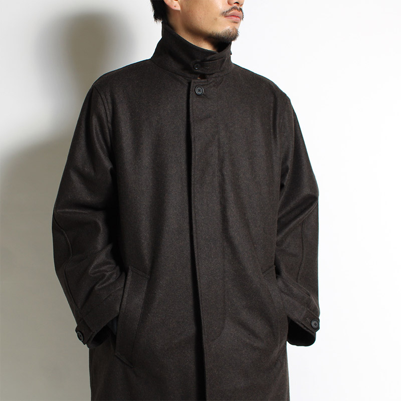 Wool Flannel Overcoat -BROWN-