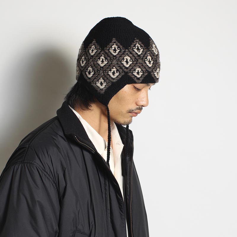 5G HAND EMBROIDERY NATIVE KNIT CAP -BLACK- | IN ONLINE STORE