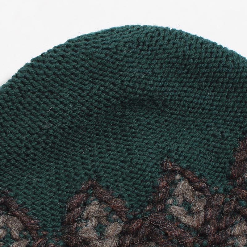 5G HAND EMBROIDERY NATIVE KNIT CAP -GREEN-