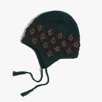 5G HAND EMBROIDERY NATIVE KNIT CAP -GREEN-