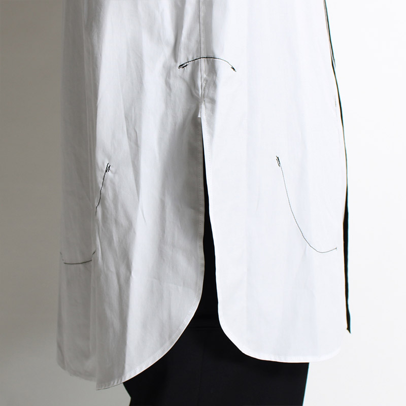 BLACK AND WHITE SHIRT WITH DECONSTRUCTED PLACKET -WHITE-