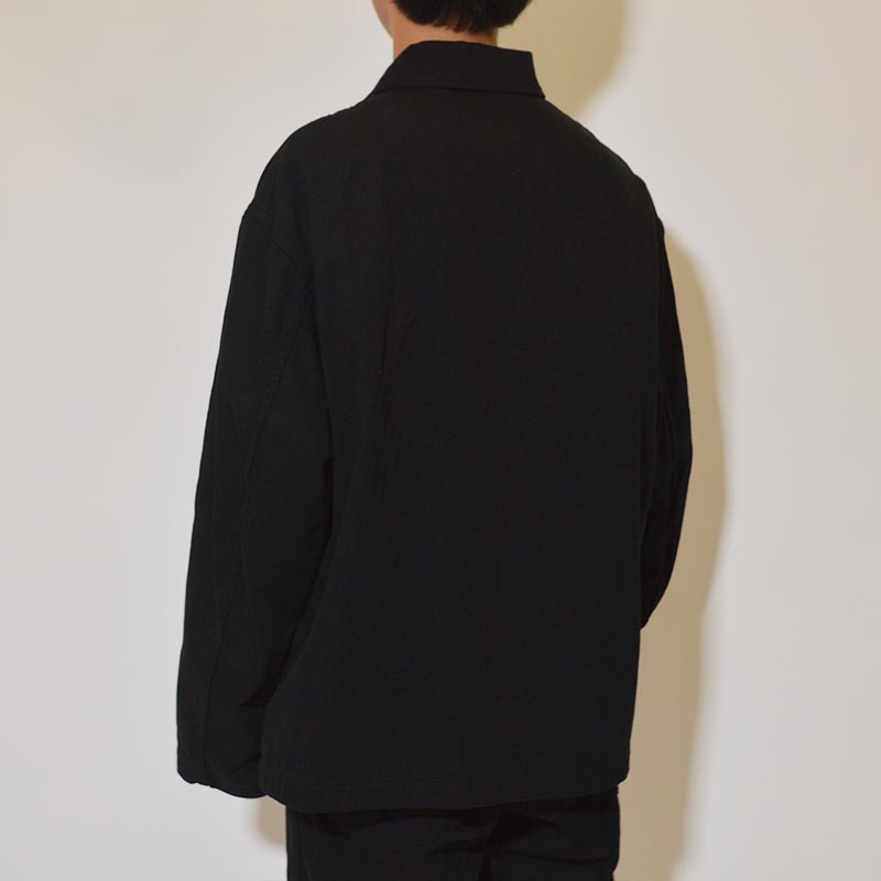 COTTON DRILL PIPING POCKETS JACKET -BLACK- | IN ONLINE STORE