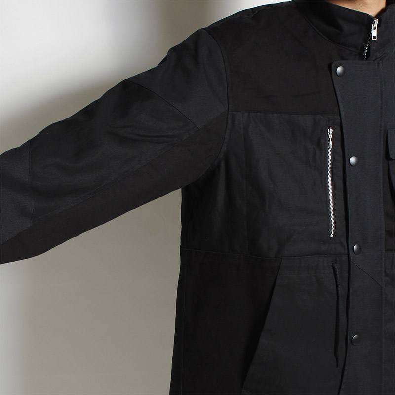 Tonal Patchwork Jacket -BLACK-