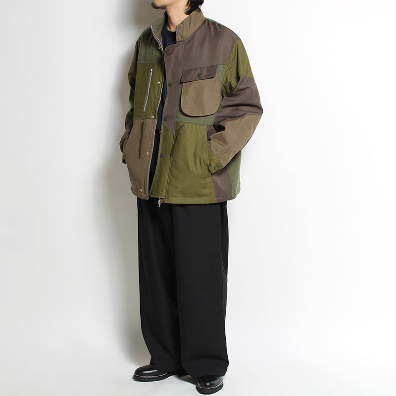 Tonal Patchwork Jacket -OLIVE- | IN ONLINE STORE