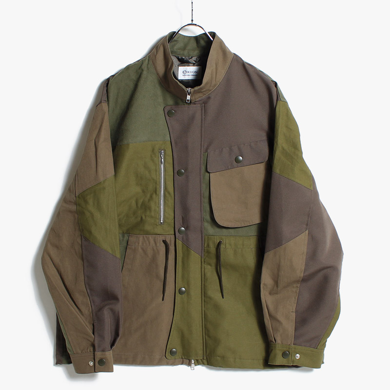 Tonal Patchwork Jacket -OLIVE- | IN ONLINE STORE