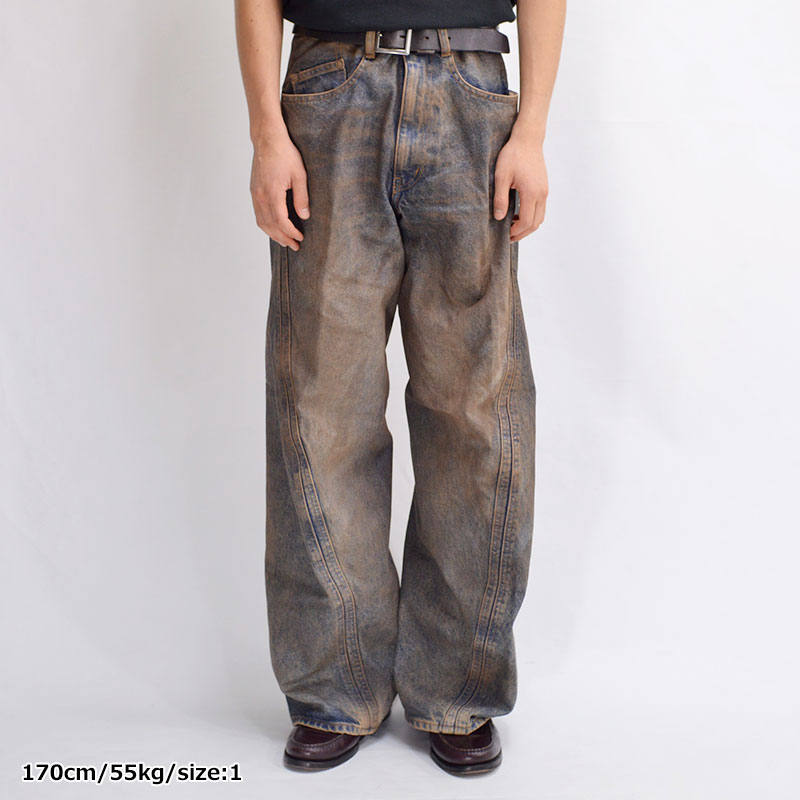 3D TWISTED WIDE LEG JEANS -MUD FADED INDIGO-