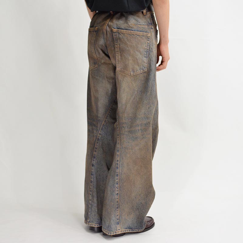 3D TWISTED WIDE LEG JEANS -MUD FADED INDIGO-