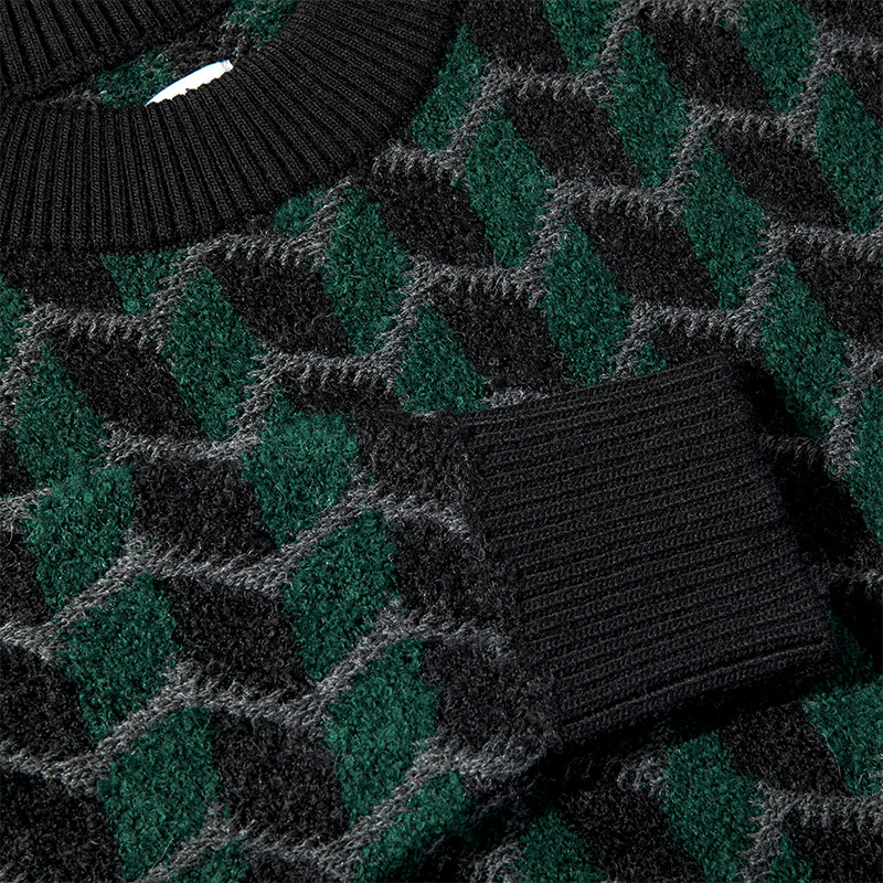 Zig Zag Knit Sweater -BLACK/DARKTEAL-