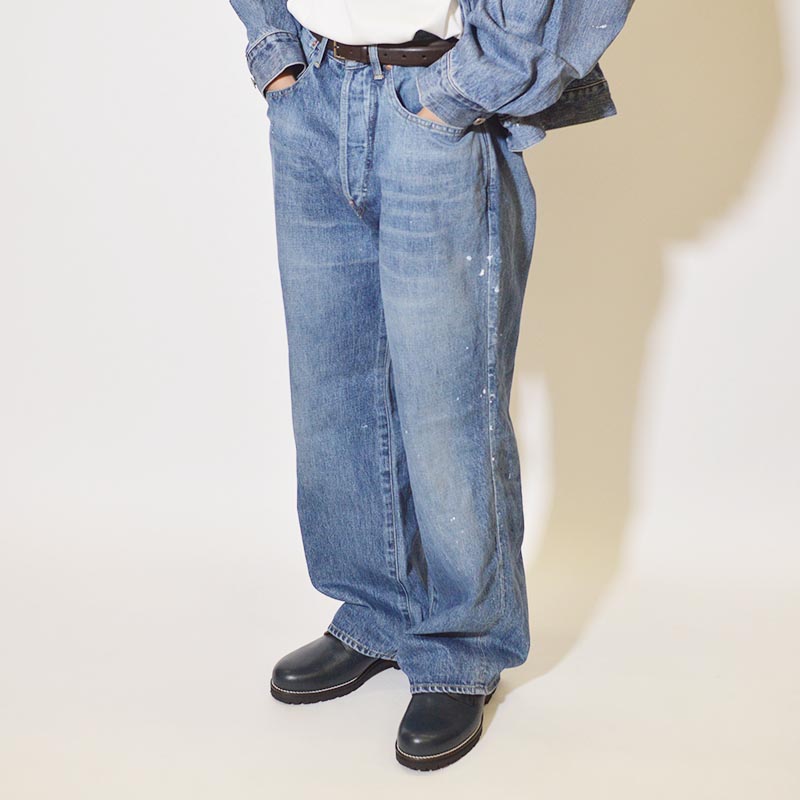 RIGHT HANDED DENIM PANTS "USED" -USED WASH-