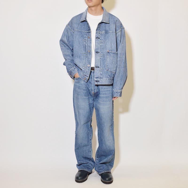 RIGHT HANDED DENIM PANTS "USED" -USED WASH-
