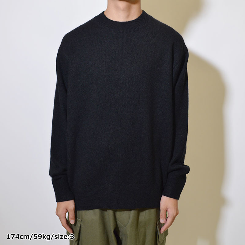 Alpaca Wool Knit Crew-neck -BLACK- | IN ONLINE STORE