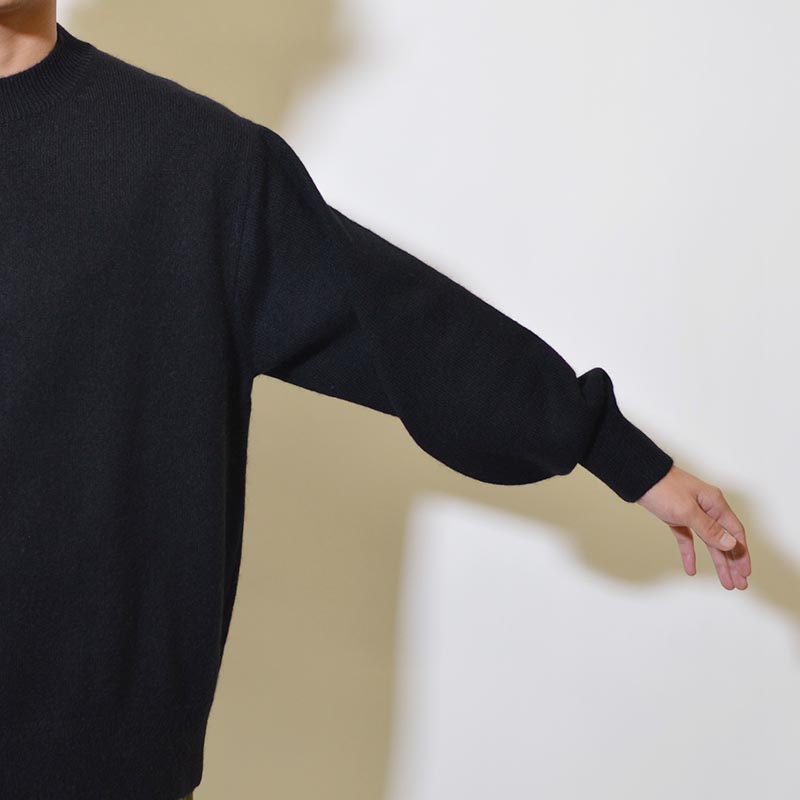 Alpaca Wool Knit Crew-neck -BLACK- | IN ONLINE STORE