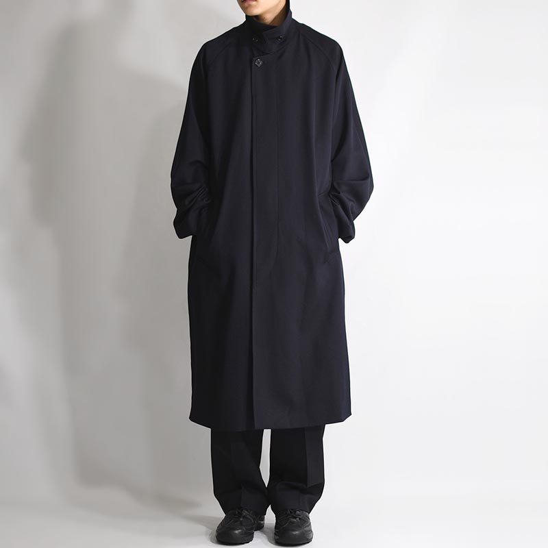 Wool Balmacaan Coat -NAVY-