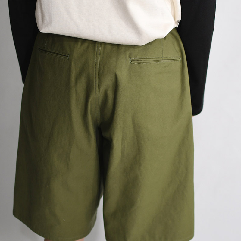 Cotton Satin Belt Shorts -OLIVE- | IN ONLINE STORE
