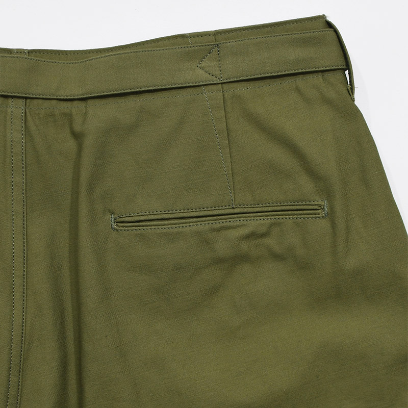 Cotton Satin Belt Shorts -OLIVE-