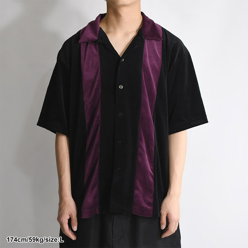 Velour Stripe Shirt -BLACK- | IN ONLINE STORE