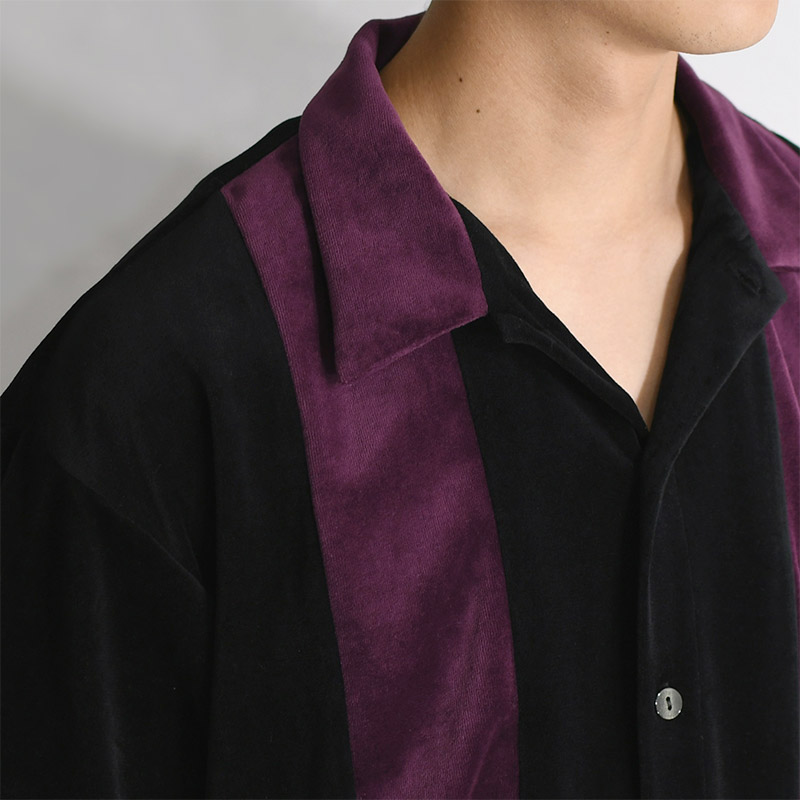 Velour Stripe Shirt -BLACK- | IN ONLINE STORE