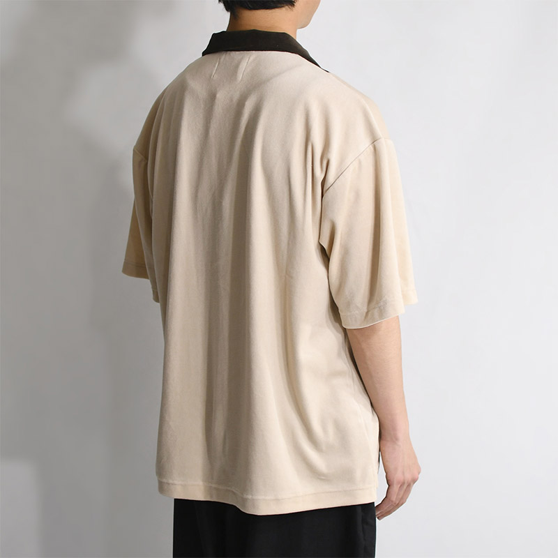 Velour Stripe Shirt -BEIGE-