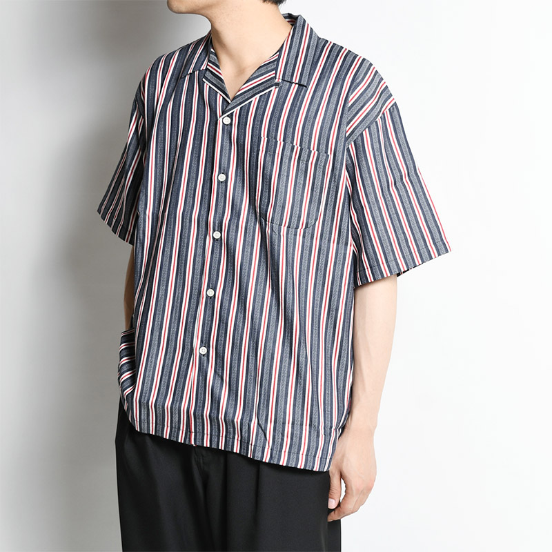 Stripe Jacquard Shirt -NAVY-