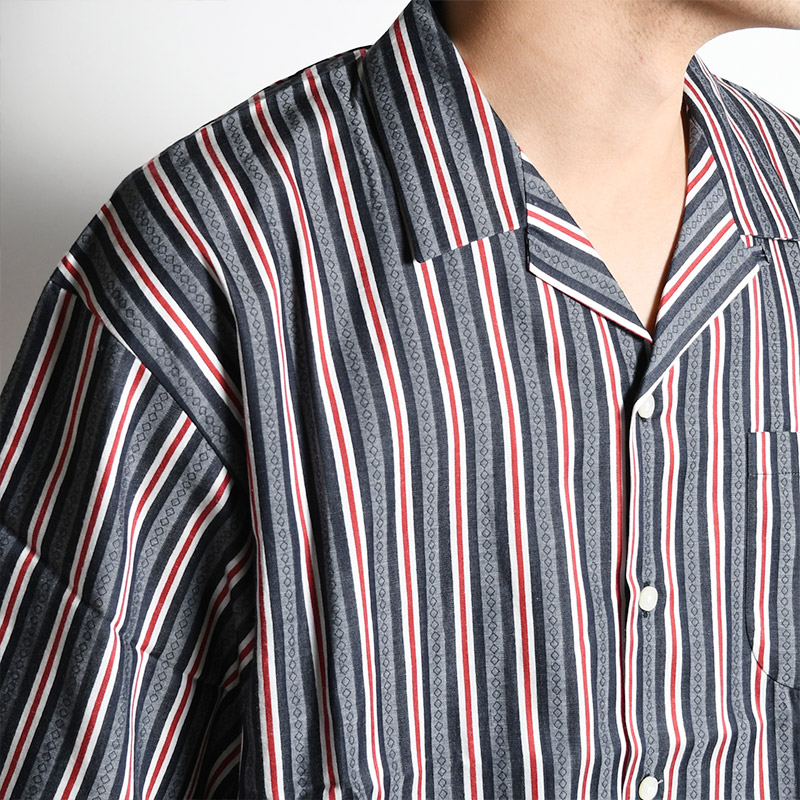 Stripe Jacquard Shirt -NAVY-