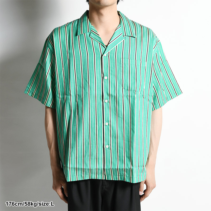 Stripe Jacquard Shirt -GREEN- | IN ONLINE STORE