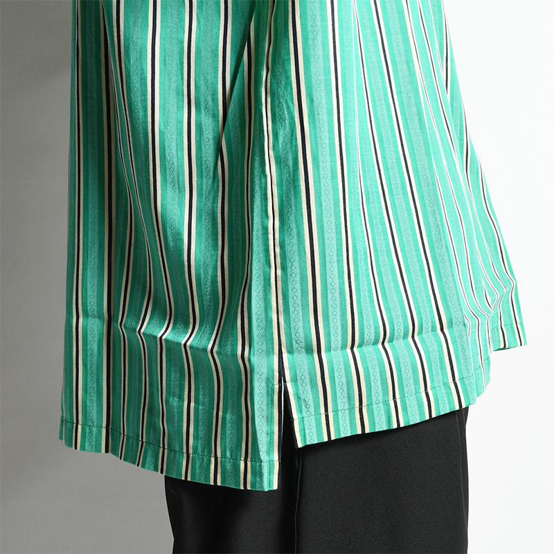 Stripe Jacquard Shirt -GREEN-