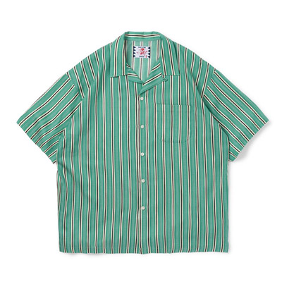 Stripe Jacquard Shirt -GREEN-