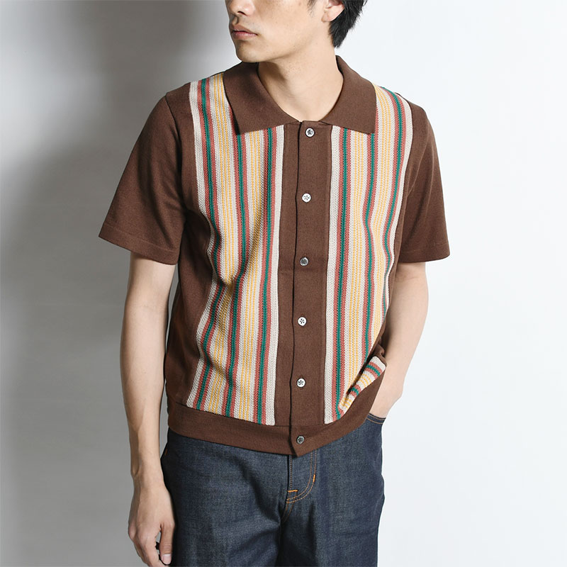 KNIT H/S SHIRT -BROWN- | IN ONLINE STORE
