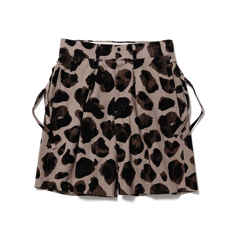 ANIMAL PATTERN LINEN SHORTS -BROWN- | IN ONLINE STORE