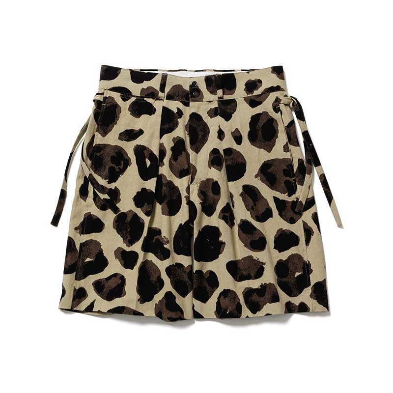 ANIMAL PATTERN LINEN SHORTS -MUSTARD-