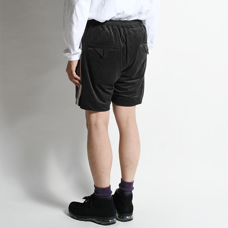 LACE TAPE VELOUR SHORTS -BLACK- | IN ONLINE STORE