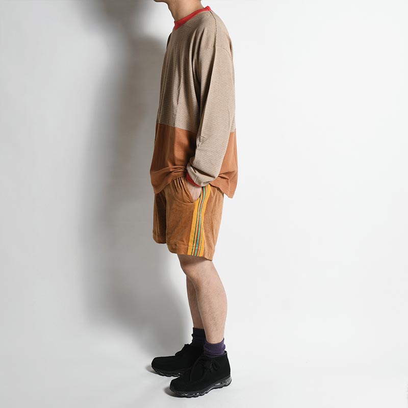 LACE TAPE VELOUR SHORTS -BROWN- | IN ONLINE STORE