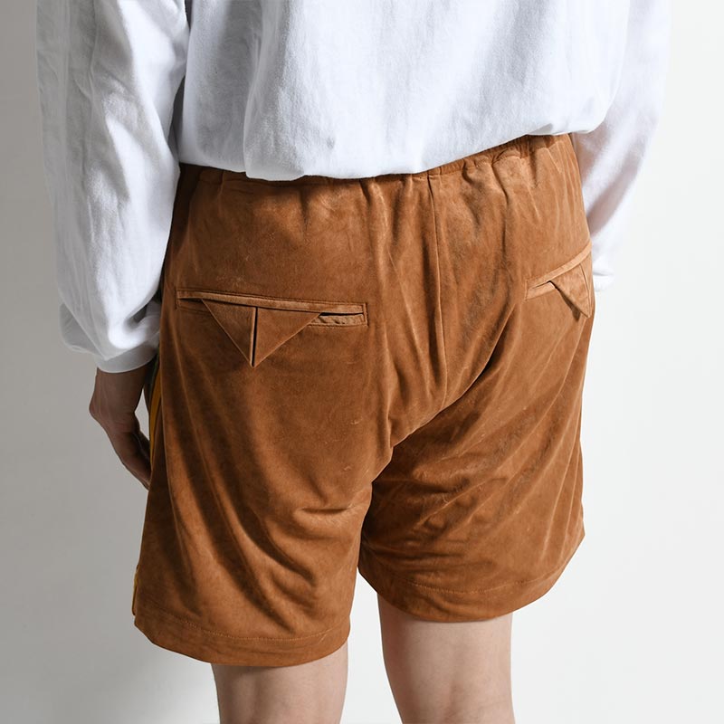 LACE TAPE VELOUR SHORTS -BROWN-