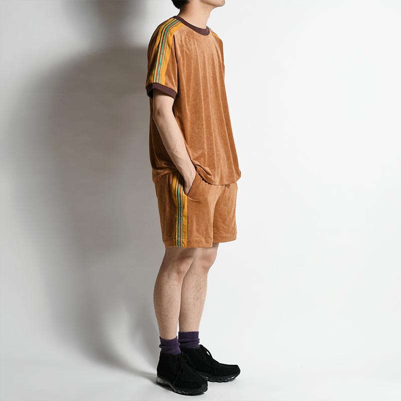 LACE TAPE VELOUR SHORTS -BROWN- | IN ONLINE STORE