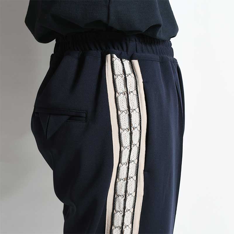 LACE TAPE TRACK PANTS -NAVY-